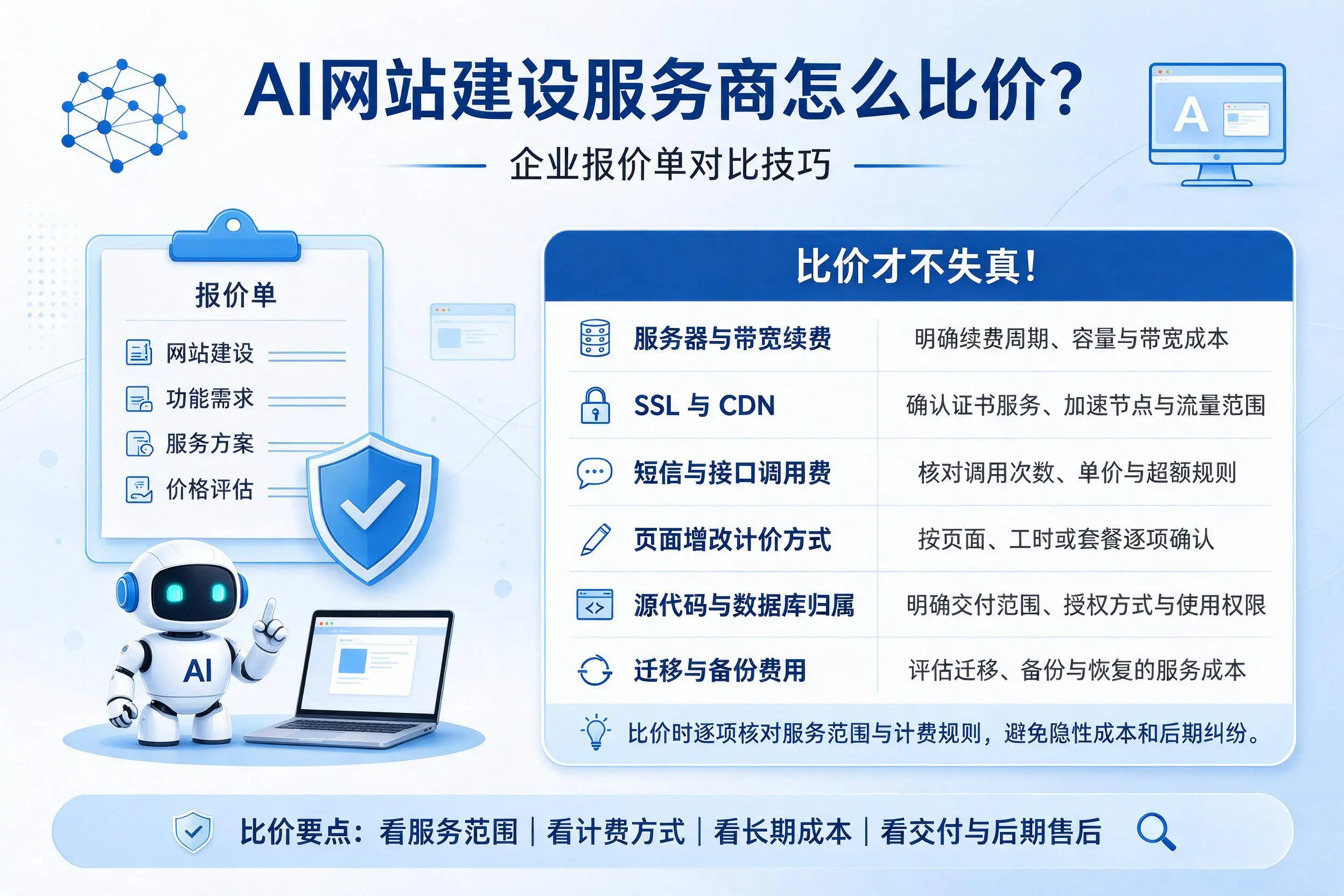AI网站建设服务商怎么比价?鸡西企业报价单对比技巧